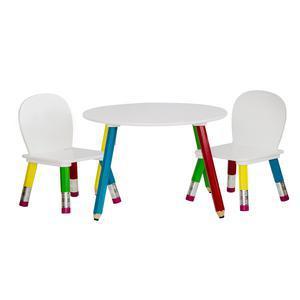 Table et 2 chaises enfant - MDF - Blanc