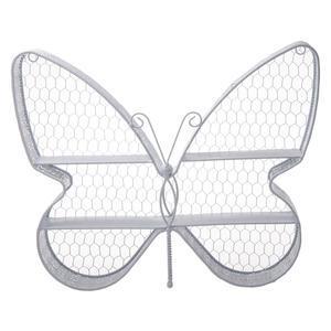 Etagère forme papillon - Acier - 45 x 9,5 x H 37 cm - Blanc