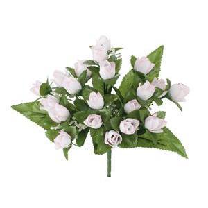 Piquet de mini roses - Polyester - H 25 cm - Blanc, rouge ou violet