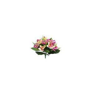 Piquet d'orchidées et feuillage - Polyester - H 33 cm - Différents coloris,