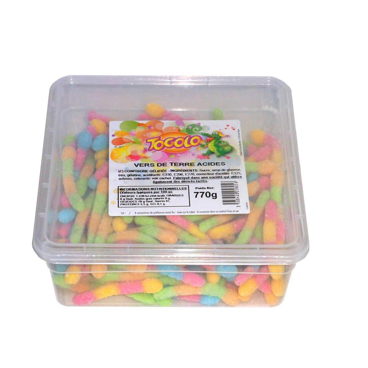 Bonbons vers de terre acides - 770 g - Multicolore