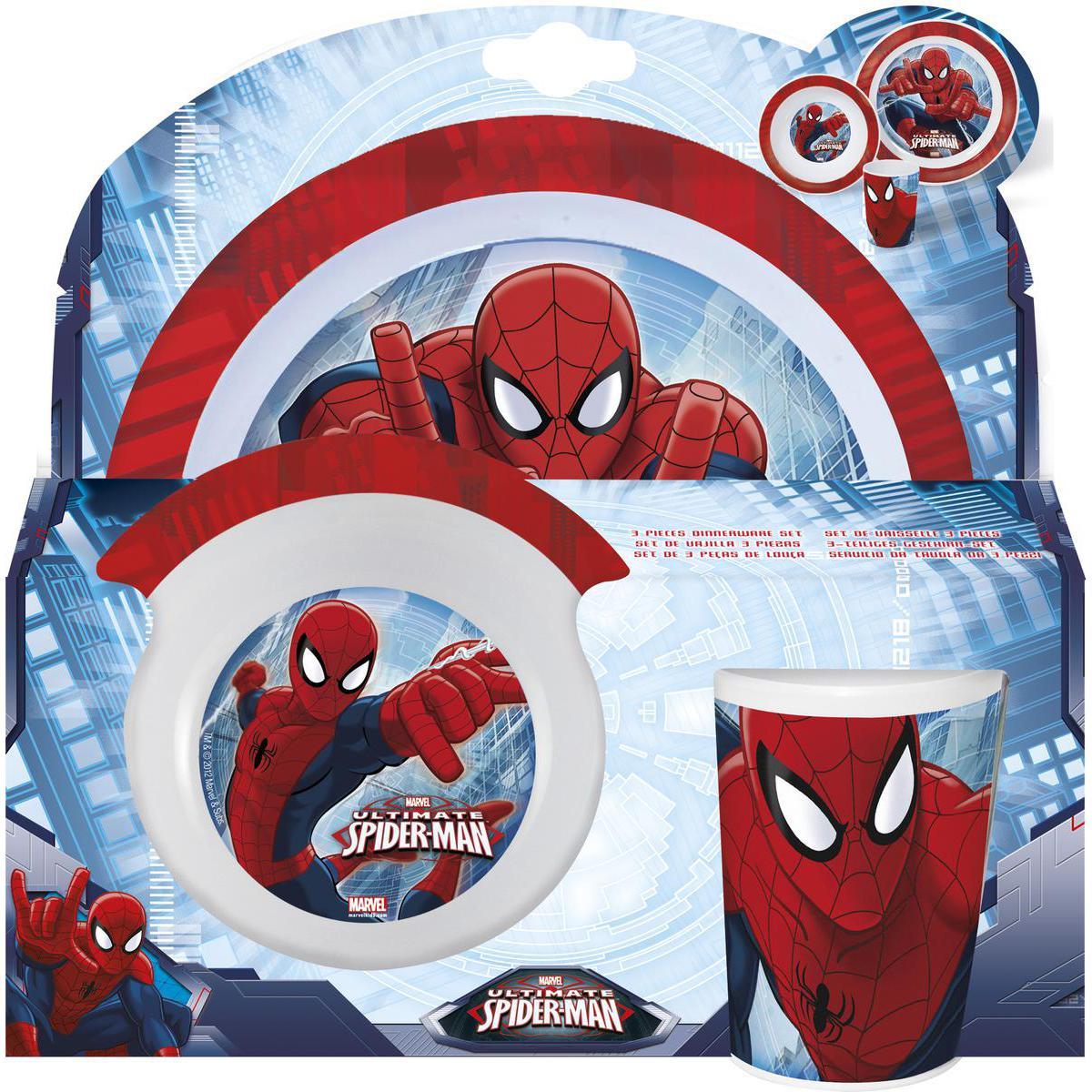 Set repas Spider-man - Mélamine - - 22,5 x 23,5 x 7 cm - Multicolore