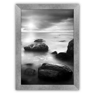 Image encadrée - Polyester, coton et MDF - 70 x H 50 cm - Blanc, gris et noir