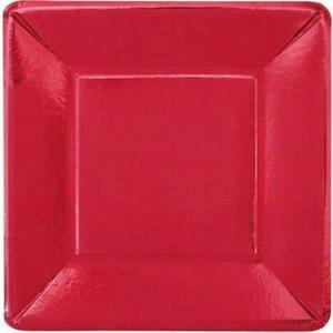 Assiettes carton carrées 23 x 23 cm x 8 pièces rouge metal