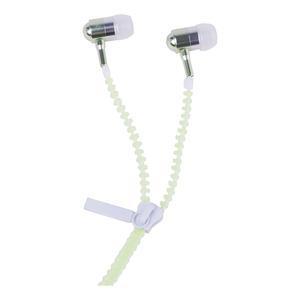 Écouteurs zip phosphorescents - Plastique et métal - 120 x 0,6 x H 0,2 cm - Blanc