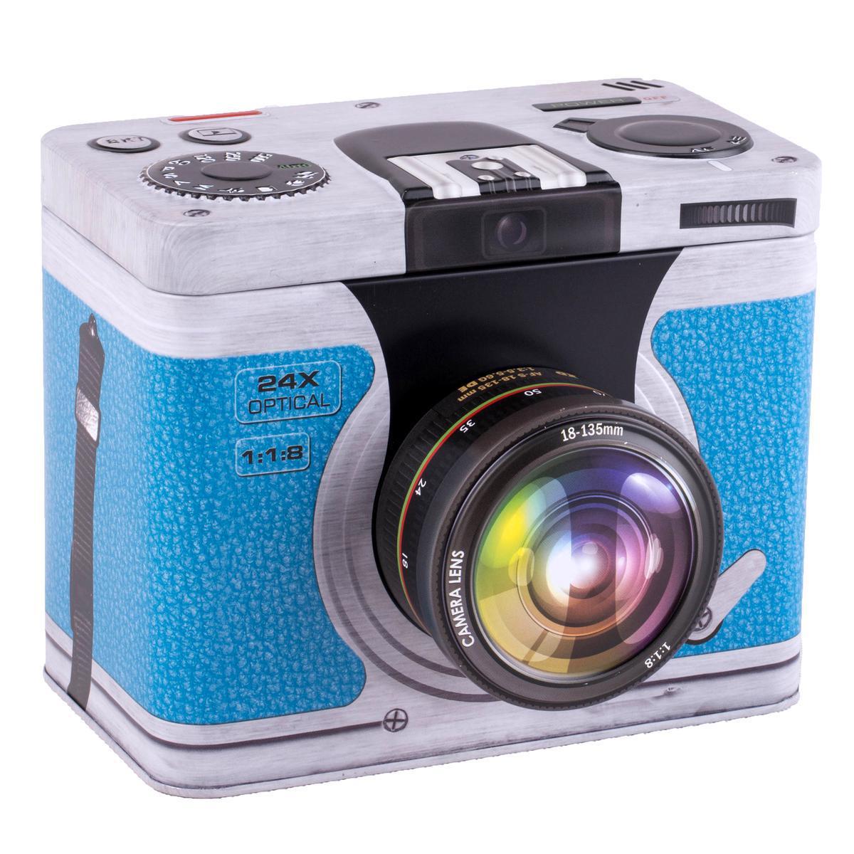 Boîte appareil photo 3D - Étain - 18,4 x 14,2 x H 14,8 cm - Multicolore