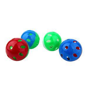 4 balles de jeu pour chat - Plastique - Ø 4,5 cm - Multicolore