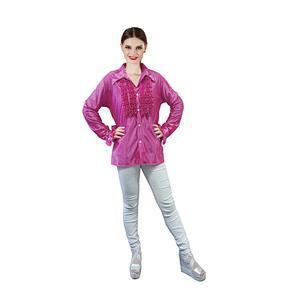 Chemise femme disco - Polyester - taille adulte - Orange ou rose