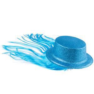 Chapeau pailleté cheveux - Plastique - 26,5 x 23,5 x 9 cm - Bleu