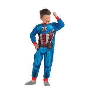 Combinaison Captain America - Polyester - 2 à 8 ans - Bleu et rouge