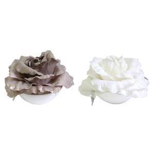 Coupe rose pailletée - Polyester - Ø 17 cm - Blanc ou marron taupe
