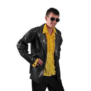 Veste adulte homme disco avec sequins en polyester - 50/52 - Noir