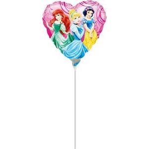 Ballon gonflé sur tige Princesses Disney - Mylar - Ø 28 cm - 2 modèles au choix