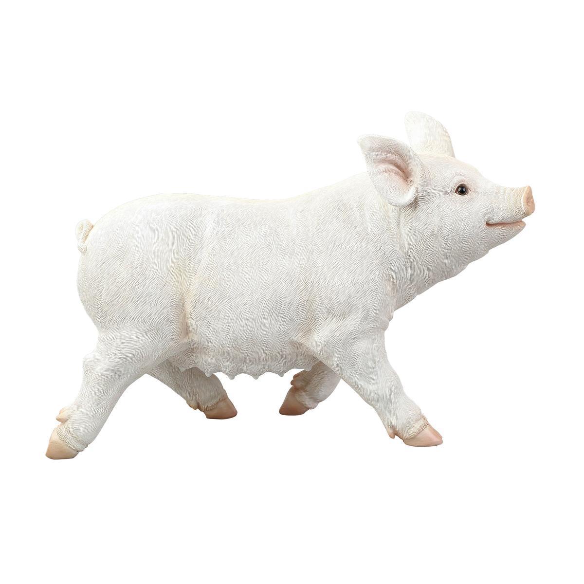 Cochon décoratif - Polyrésine - 34,2 x 13,5 x H 25 cm - Blanc