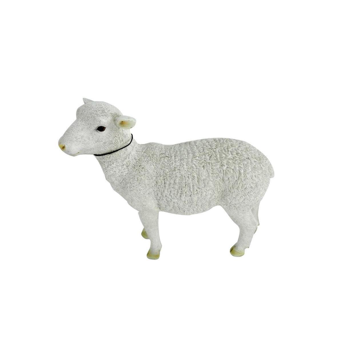 Mouton décoratif - Polyrésine - 23,7 x 8,5 x H 23,3 cm - Blanc