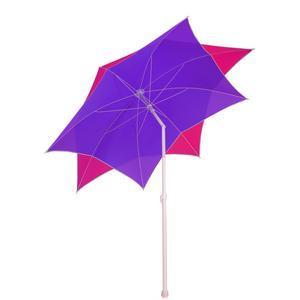 Parasol de plage inclinable Flor - Fer et polyester - Diam 2 x H 2,1 m - Rose et violet