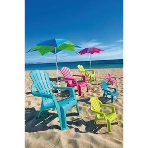 Parasol de plage inclinable Flor - Fer et polyester - Diam 2 x H 2,1 m - Vert et bleu
