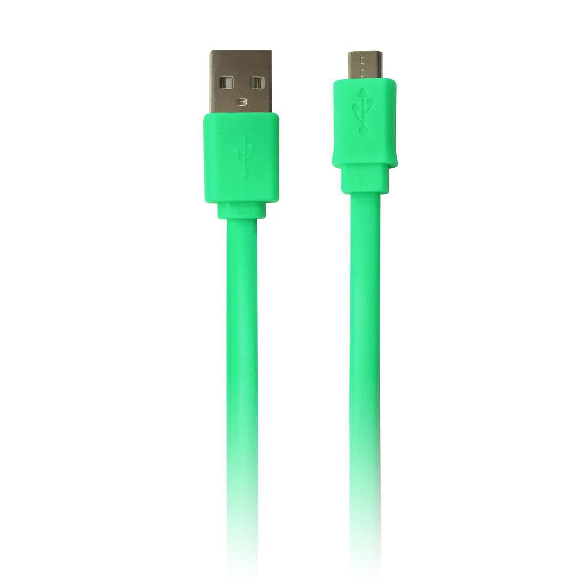 Câble plat micro USB - Plastique - 1 m - Différents coloris au choix