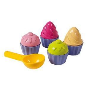 4 moules cupcake et 1 cuillère - 29 x 15 x H 10 cm - Multicolore