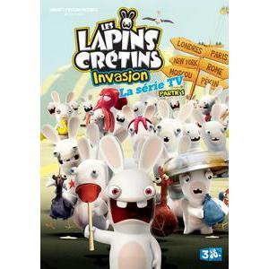 Lecteur DVD + DVD Les Lapins Crétins - Métal et plastique - 26 x 23 x H 3,7 cm - Blanc