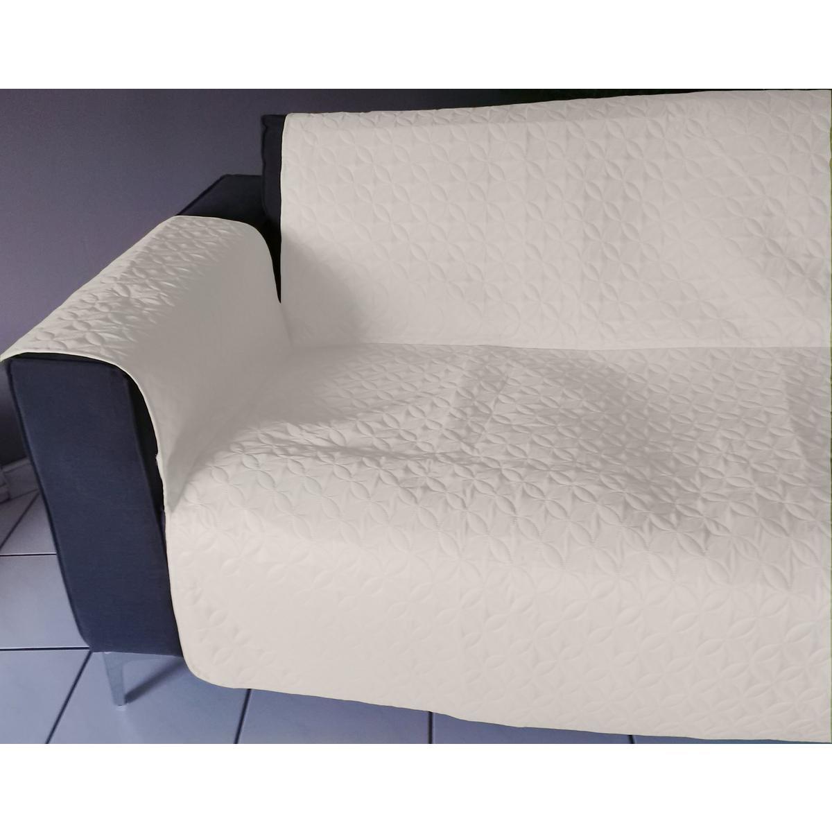 Protège-fauteuil - Microfibre - 179 x 169 cm - Blanc et gris