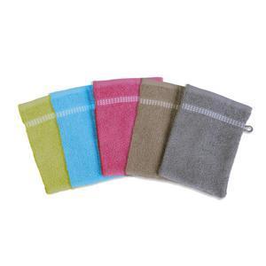 4 gants de toilette - 100 % coton - 15 x 21 cm - Différents coloris