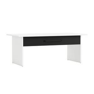 Table basse 1 tiroir - Panneaux de particules - 100,7 x 50 x H 40 cm - Blanc et noir