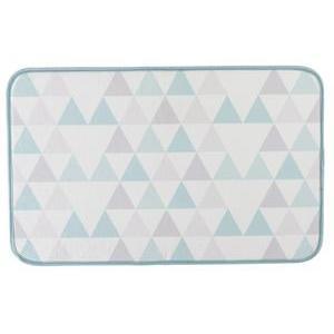 Tapis de bain Triangles Scandinave - 100 % polyester - 45 x 70 cm - Blanc, bleu et gris