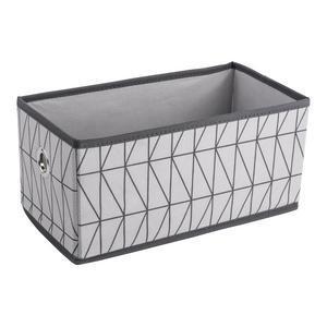 Cube de rangement Scandinave - Tissu non tissé - 14 x 28 x H 13 cm - Blanc et gris