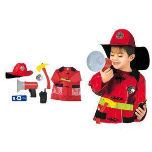 Déguisement de pompier + accessoires - Plastique et polypropylène - Taille unique - Jaune et rouge