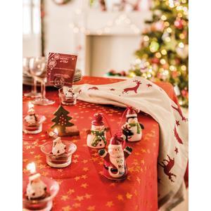 Torchon Noël - 100 % coton - 50 x 70 cm - Beige et rouge