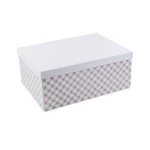 Boîte scandinave - Carton - 31 x 23,5 x H 13,5 cm - Blanc et doré
