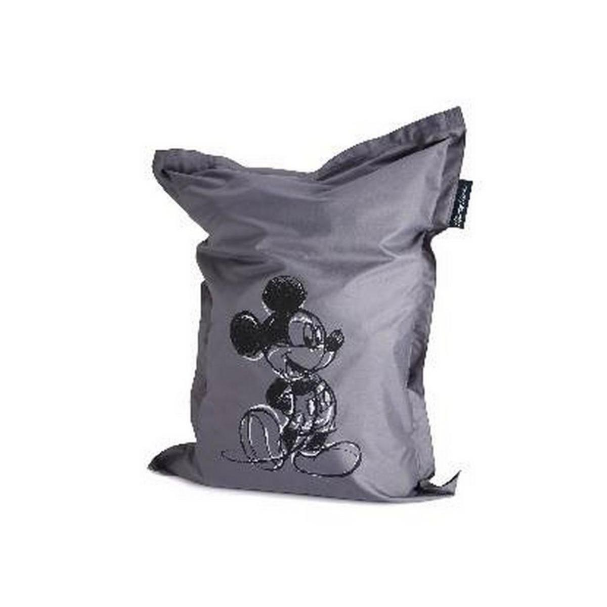 Pouf Mickey - 100 % polyester - 100 x 135 cm - Gris et noir