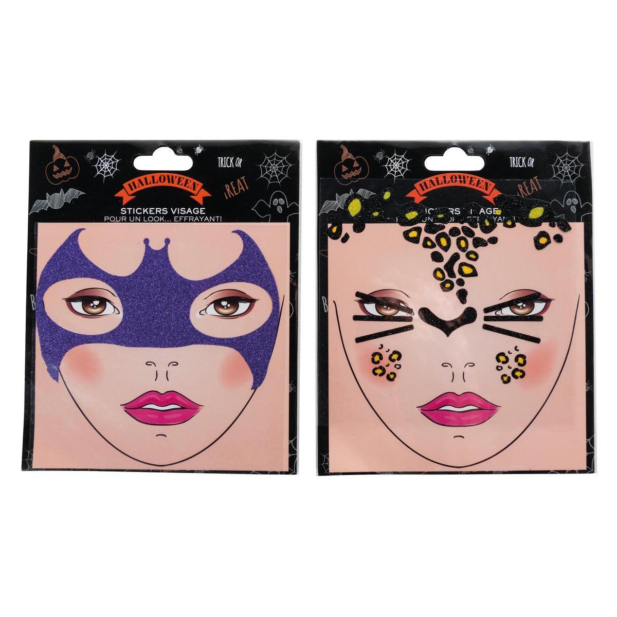 Stickers de visage Halloween - 14 x 17 cm - Différents modèles