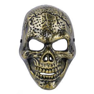 Masque tête de mort effet métal - 100 % Polyester - 17 x 9 x H 26 cm - Argenté