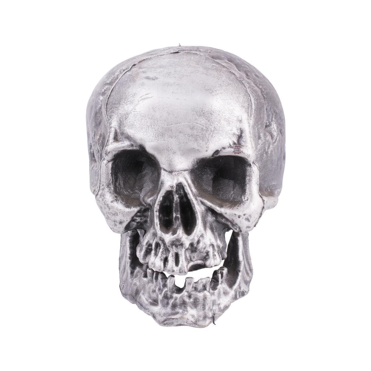 Tête de mort déco - Plastique - 15 x 17 x H 22 cm - Doré ou argenté