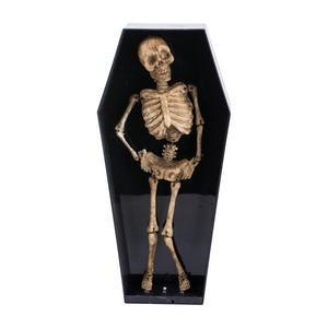 Cercueil avec squelette dansant - Polyester et plastique - 14 x 6 x H 31 cm - Noir