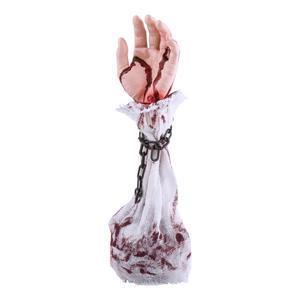Main ensanglantée mobile - Polyester et plastique - 15 x 11 x H 43 cm - Beige et rouge