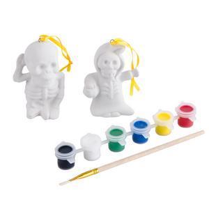 Kit squelettes à peindre et peinture - Céramique - 5,6 x 3,9 x H 7,9 cm - Multicolore