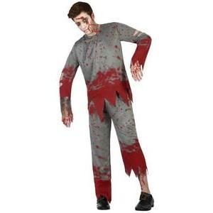 Déguisement de zombi - 100 % Polyester - Taille adulte - Gris et rouge