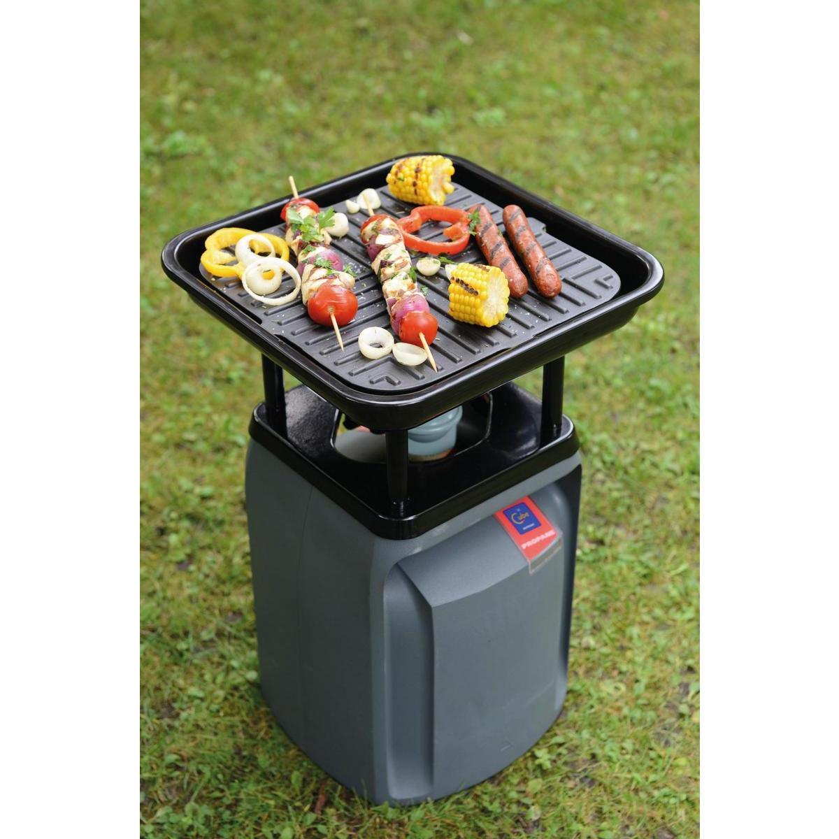 Barbecue nomade à gaz - Fonte et acier - 31 x 31 x H 7 cm - Noir