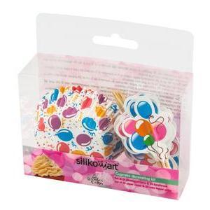 20 caissettes + piques décoratifs ballons - Multicolore
