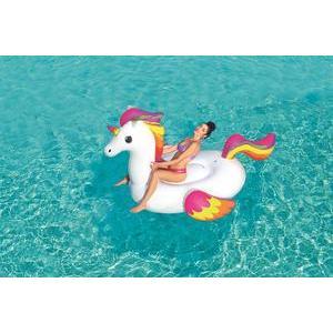 Licorne chevauchable géante pour la piscine - L 133 x H 136.5 x l 156 cm - Blanc - BESTWAY