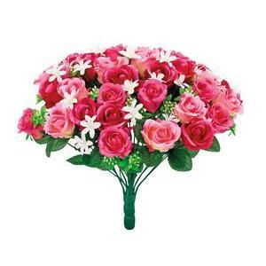 Bouquet de 36 boutons artificiels de roses rares - H 39 cm - Différents modèles - Rouge, vert, blanc