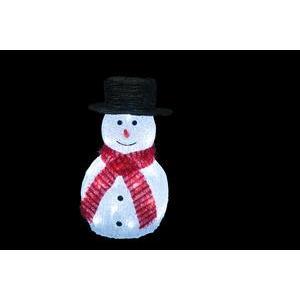Silhouette électrique bonhomme de neige chapeau 30 LED - 20 x 20 x H 35 cm - Blanc froid