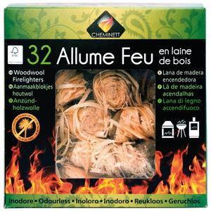 32 allume-feux laine de bois