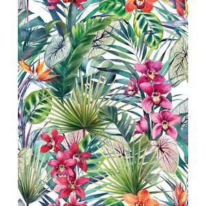 Papier peint tropical - L 10 m x l 52 cm - Multicolore