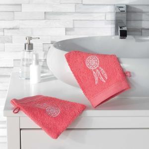 2 gants de toilette - 21 x 15 cm - Différents coloris - Rose corail