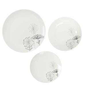 Service de vaisselle en porcelaine 12 pièces - Différentes tailles - ø 26.5/ ø 20/ ø 19 cm - Blanc