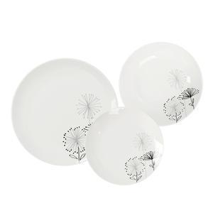Service de vaisselle en porcelaine 12 pièces - Différentes tailles - ø 26.5/ ø 20/ ø 19 cm - Blanc